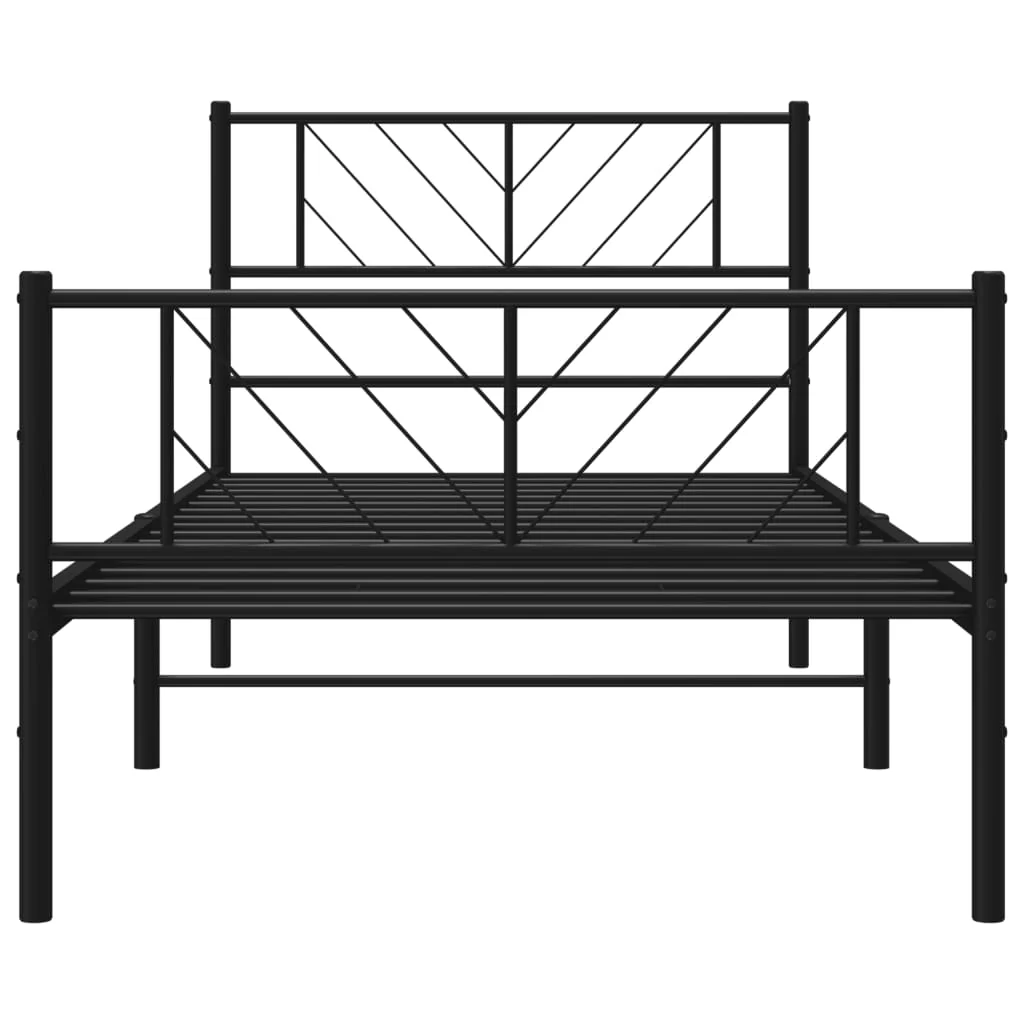 sengeramme med sengegavl og fodgærde 90x190 cm metal sort - Image 5