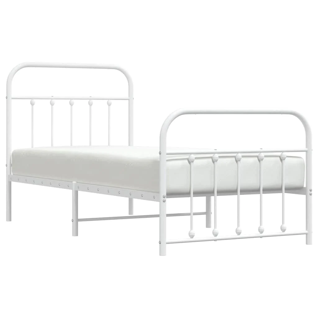sengeramme med sengegavl og fodgærde 90x200 cm metal hvid - Image 5