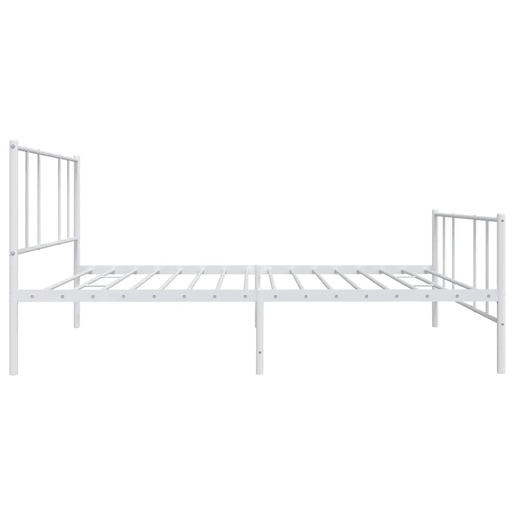 sengeramme med sengegavl og fodgærde 90x200 cm metal hvid - Image 7