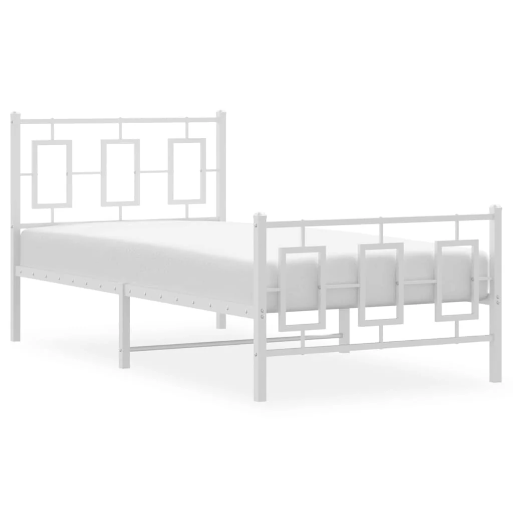 sengeramme med sengegavl og fodgærde 90x200 cm metal hvid - Image 4