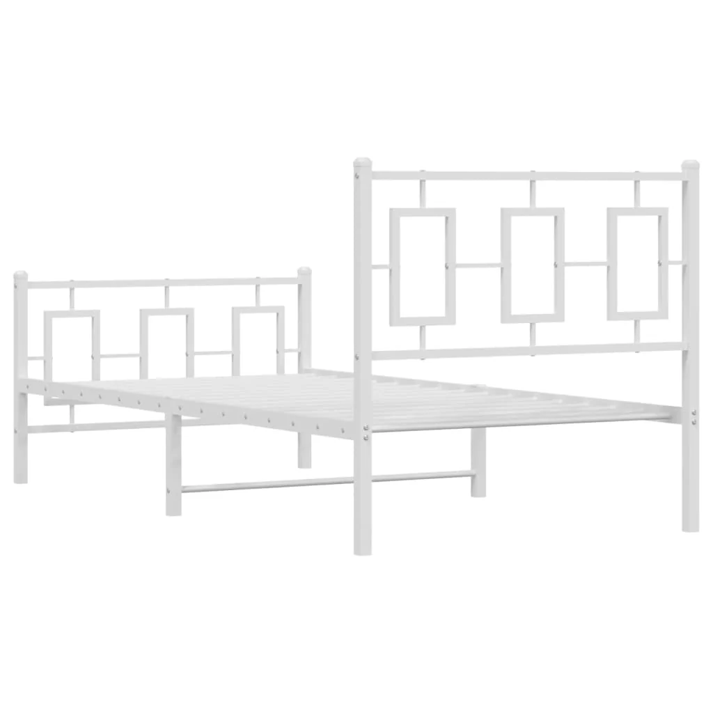 sengeramme med sengegavl og fodgærde 90x200 cm metal hvid - Image 7