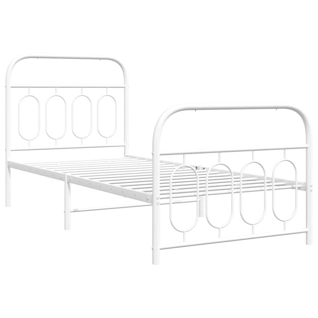 sengeramme med sengegavl og fodgærde 90x200 cm metal hvid - Image 3