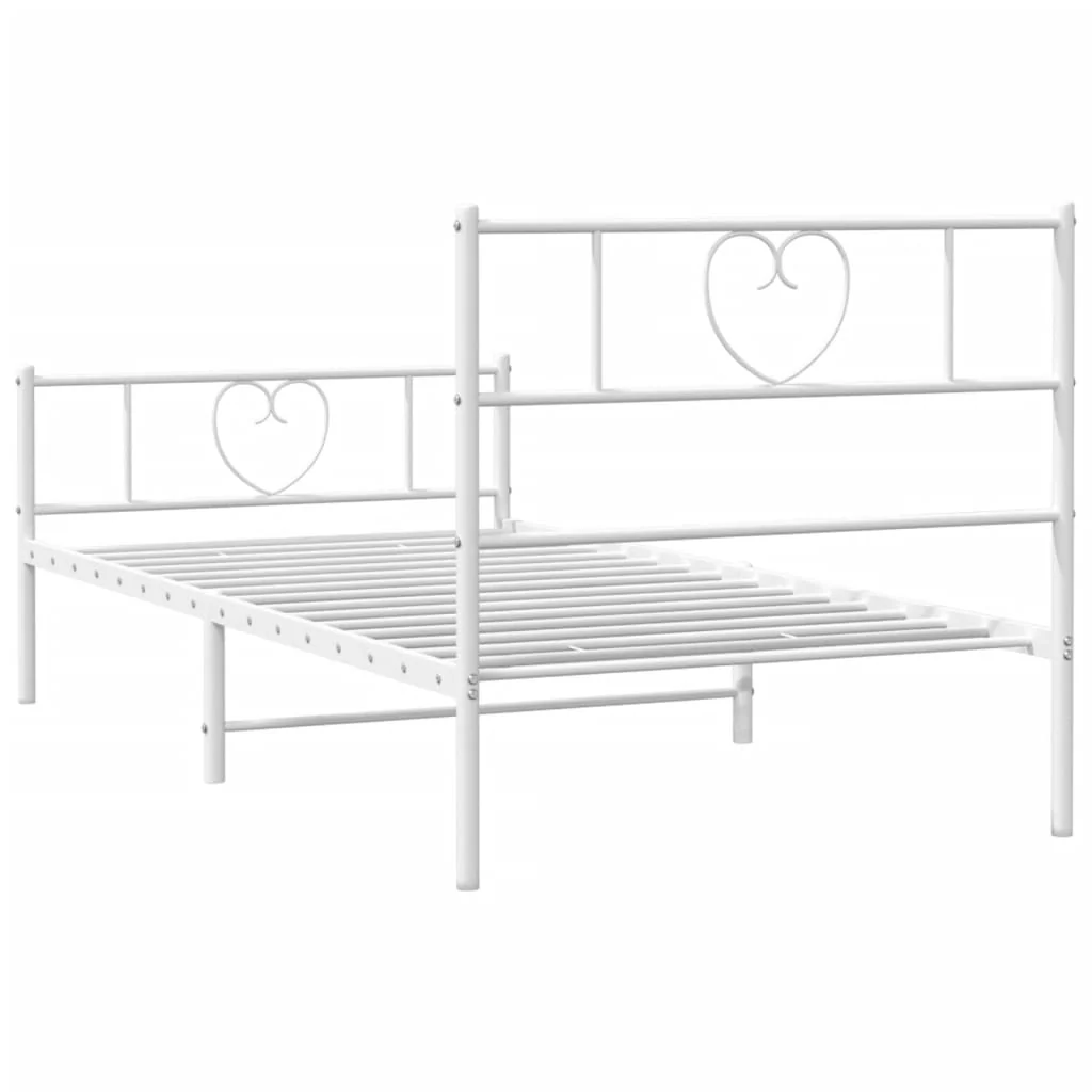 sengeramme med sengegavl og fodgærde 90x200 cm metal hvid - Image 7