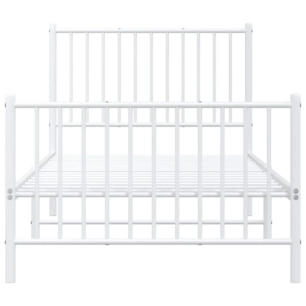 sengeramme med sengegavl og fodgærde 90x200 cm metal hvid - Image 5