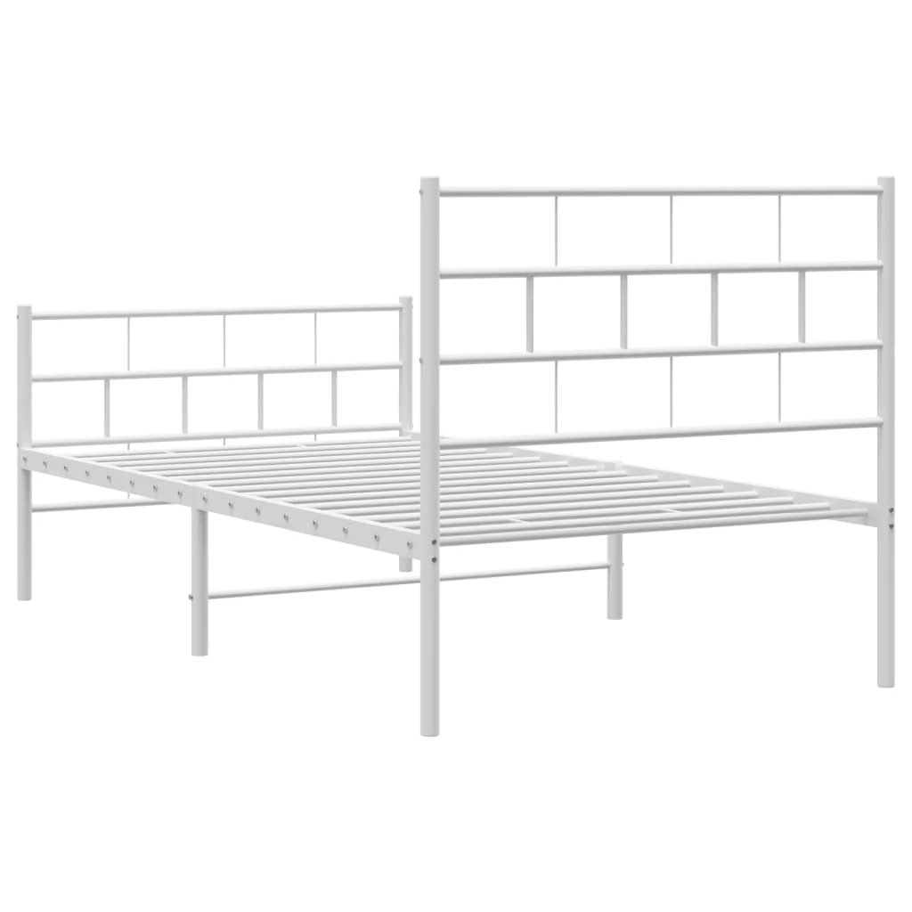 sengeramme med sengegavl og fodgærde 90x200 cm metal hvid - Image 7