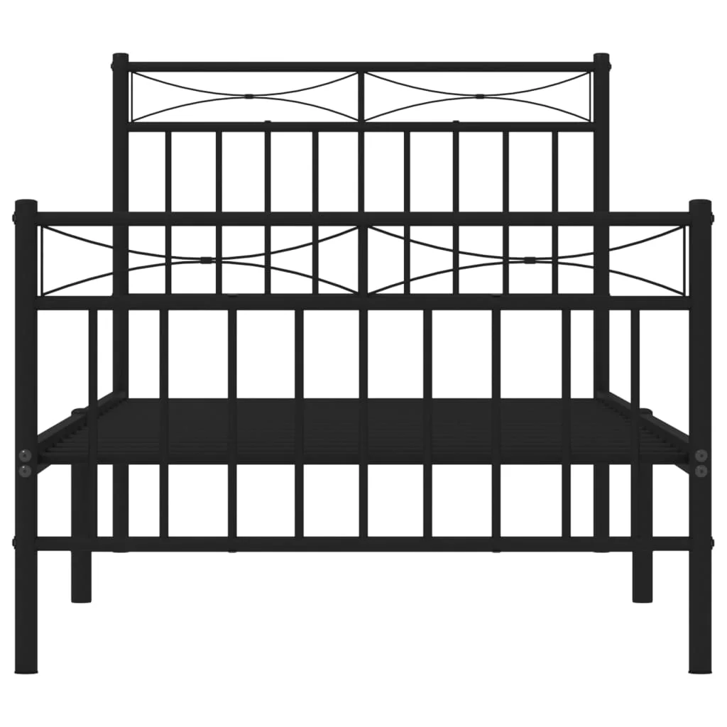 sengeramme med sengegavl og fodgærde 90x200 cm metal sort - Image 5