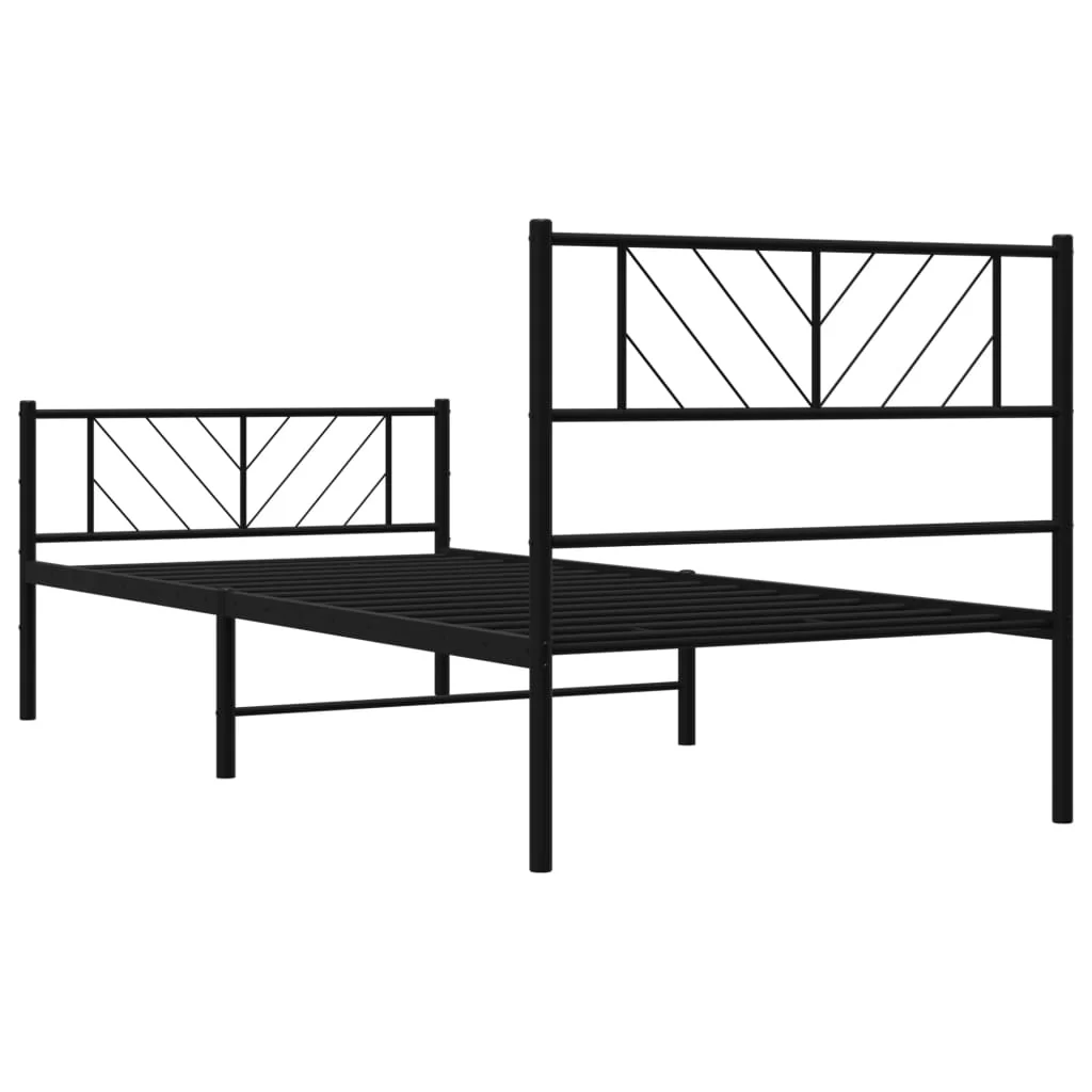 sengeramme med sengegavl og fodgærde 90x200 cm metal sort - Image 7