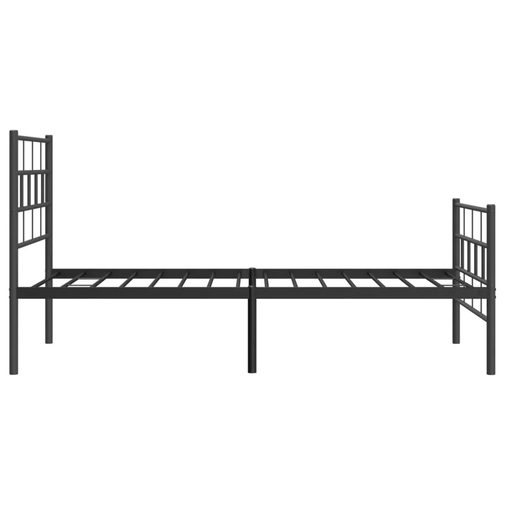 sengeramme med sengegavl og fodgærde 90x200 cm metal sort - Image 6