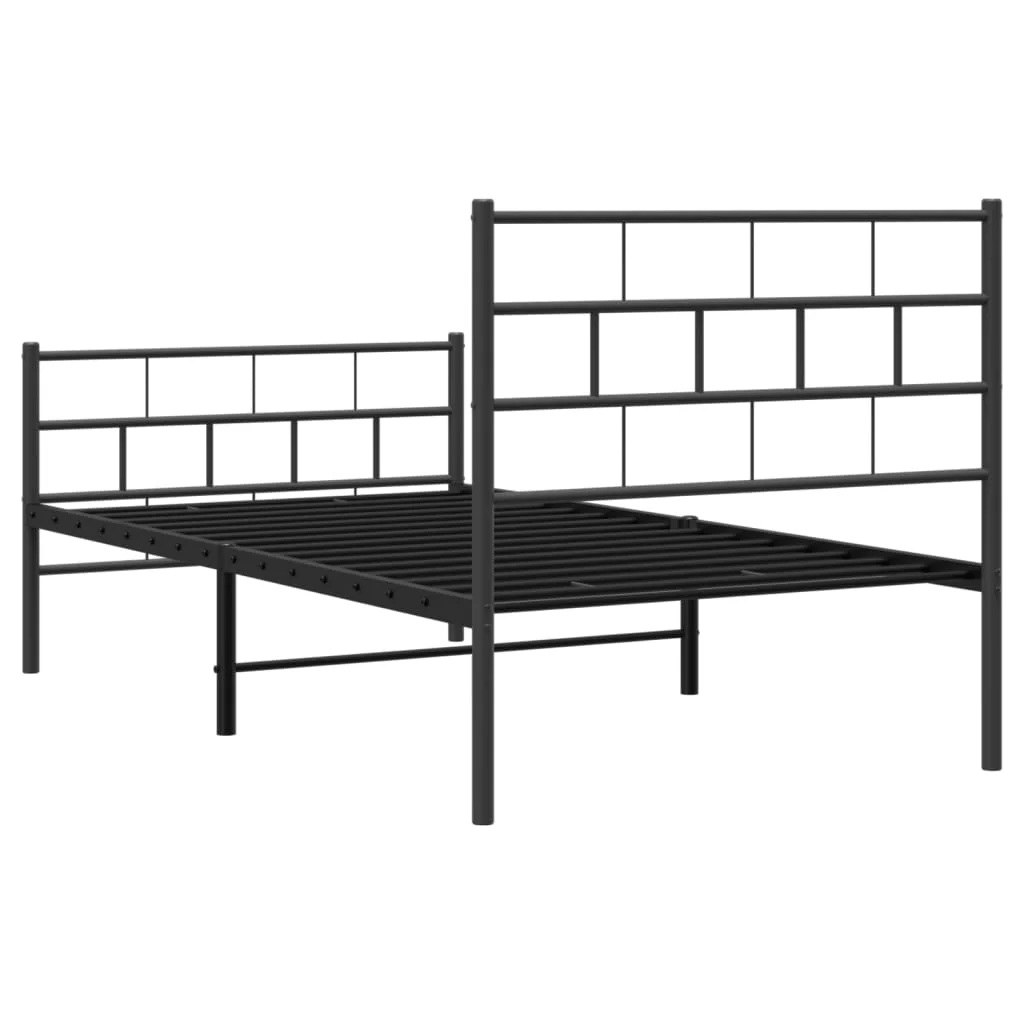 sengeramme med sengegavl og fodgærde 90x200 cm metal sort - Image 7