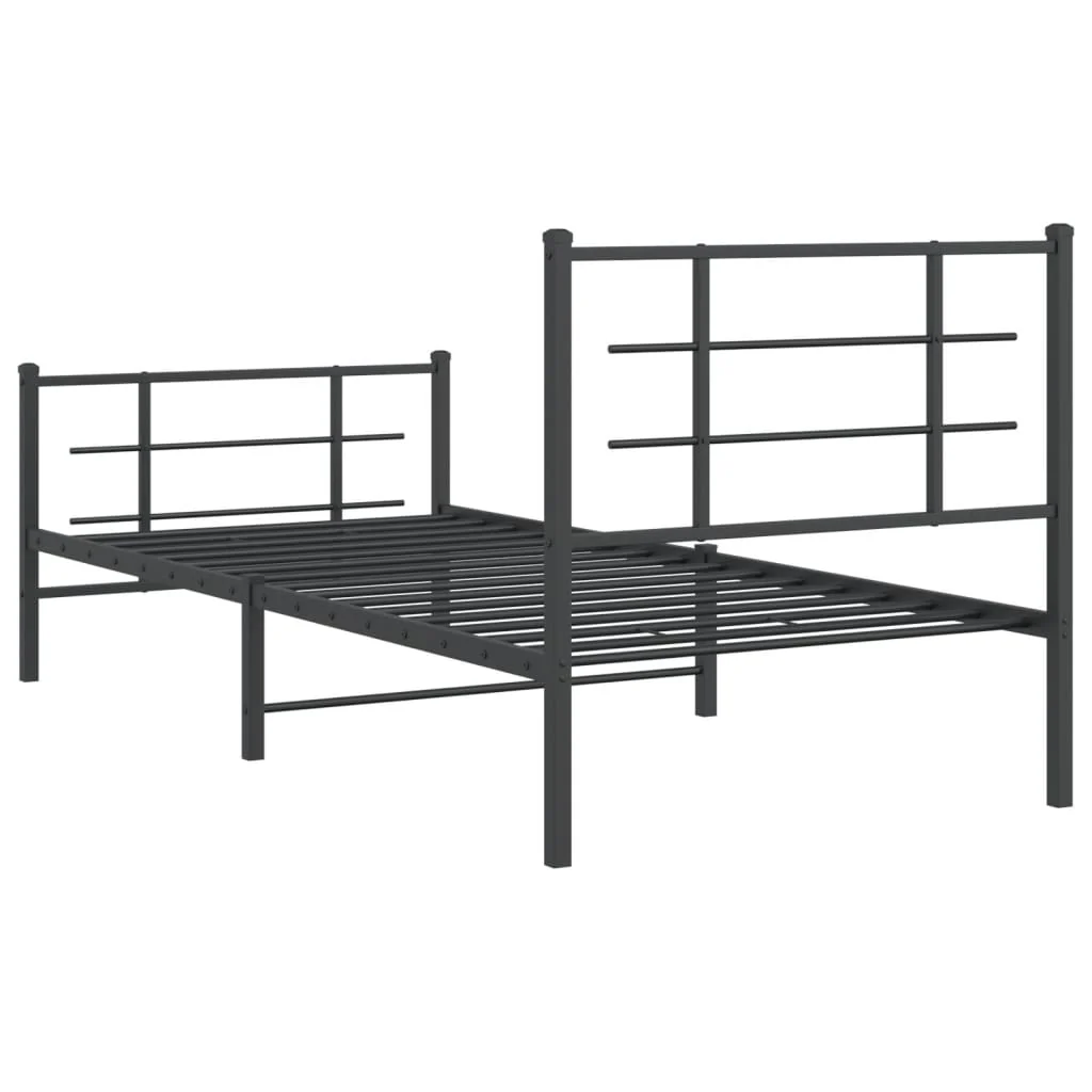 sengeramme med sengegavl og fodgærde 90x200 cm metal sort - Image 7