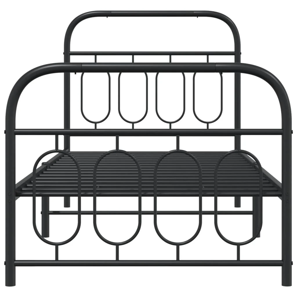 sengeramme med sengegavl og fodgærde 90x200 cm metal sort - Image 4
