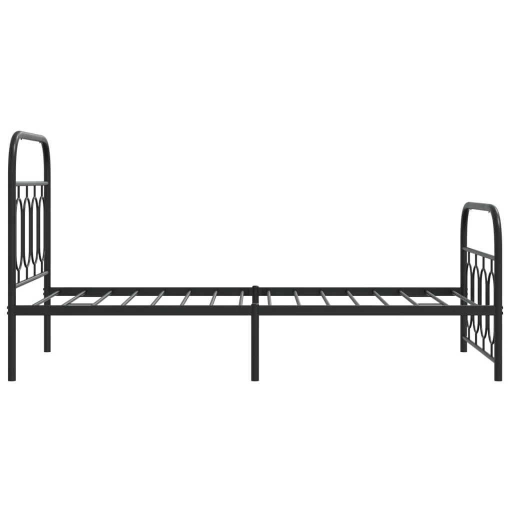 sengeramme med sengegavl og fodgærde 90x200 cm metal sort - Image 5
