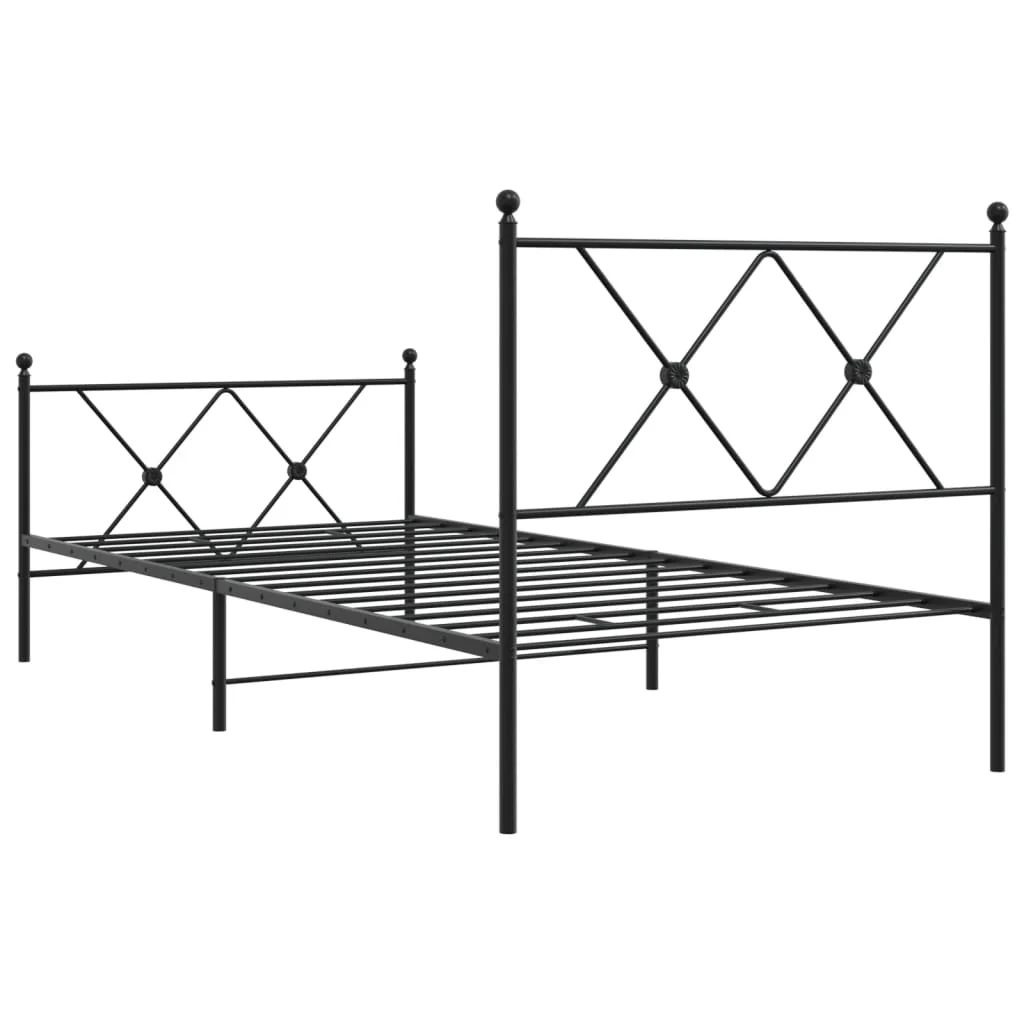 sengeramme med sengegavl og fodgærde 90x200 cm metal sort - Image 6
