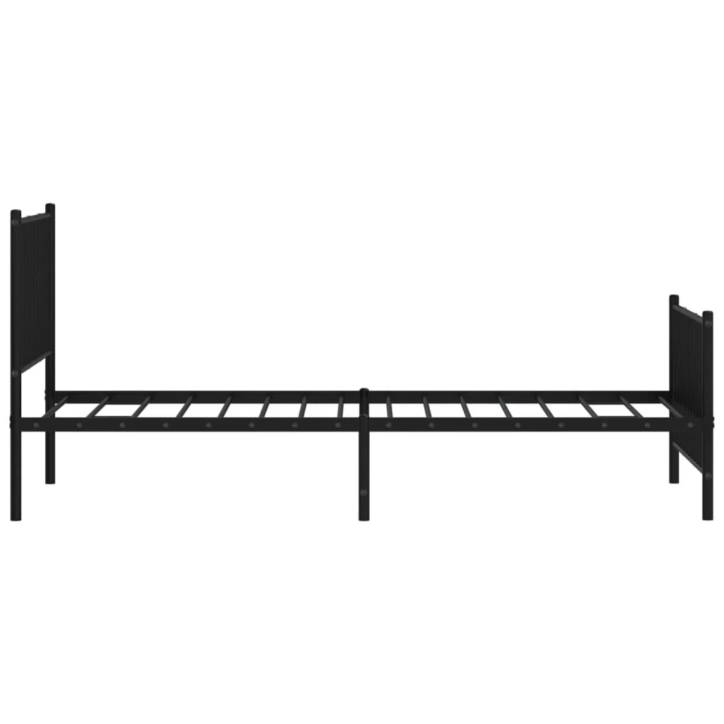 sengeramme med sengegavl og fodgærde 90x200 cm metal sort - Image 6