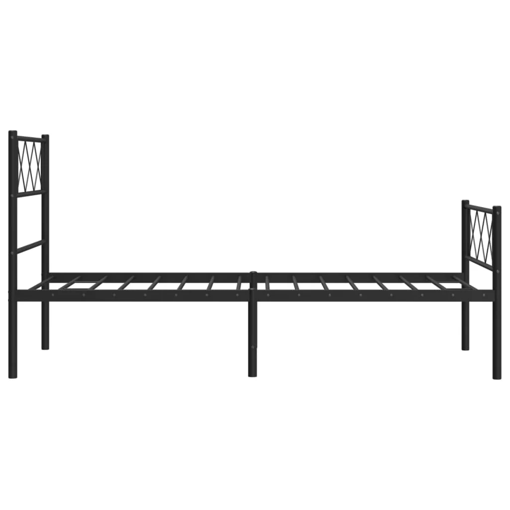 sengeramme med sengegavl og fodgærde 90x200 cm metal sort - Image 6