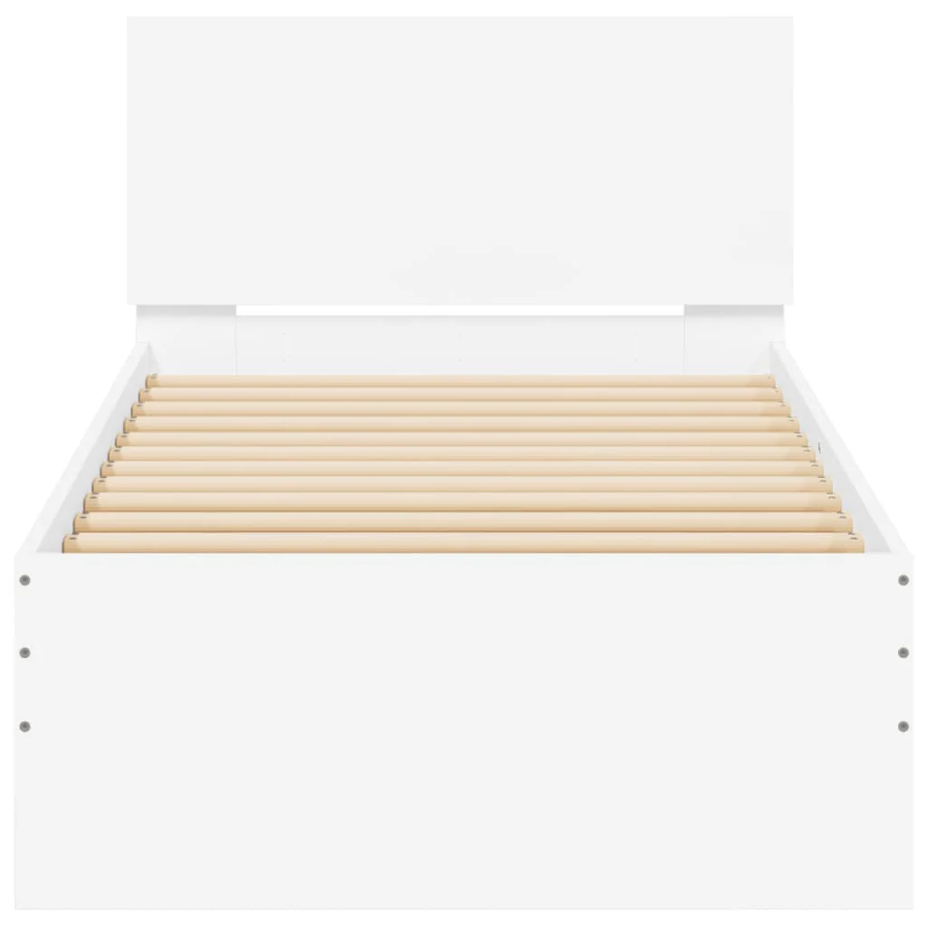 sengeramme med sengegavl og LED-lys 75x190 cm hvid - Image 7