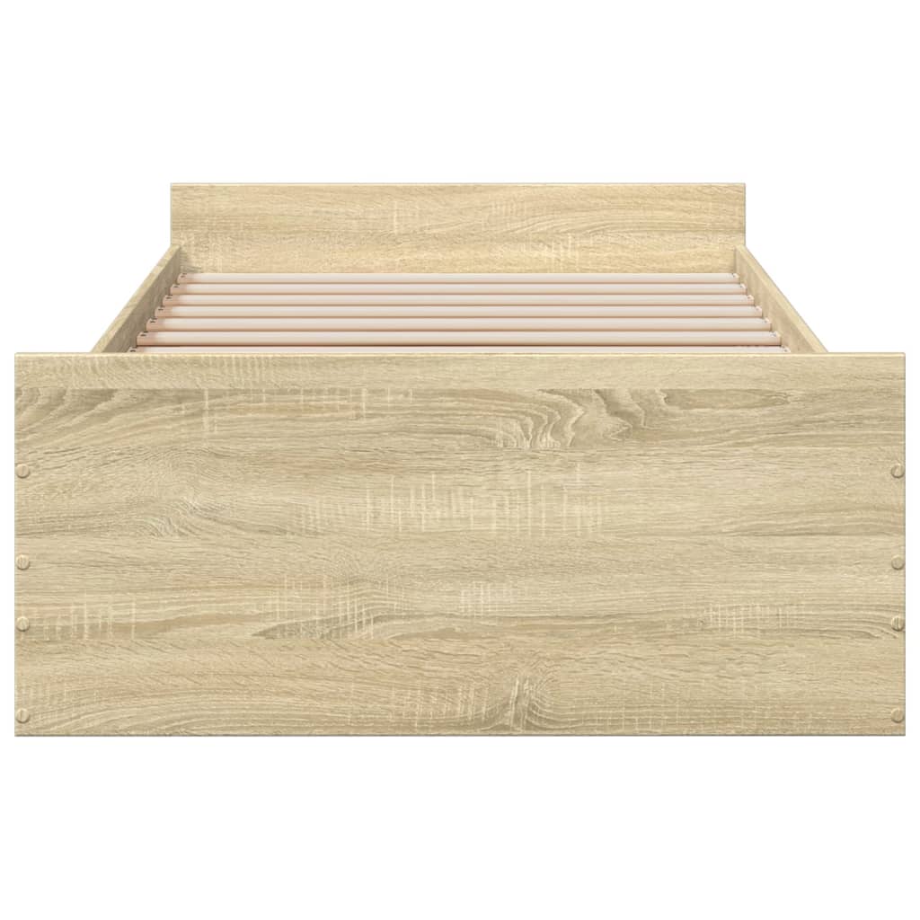 sengeramme med skuffer 75x190 cm konstrueret træ sonoma-eg - Image 4