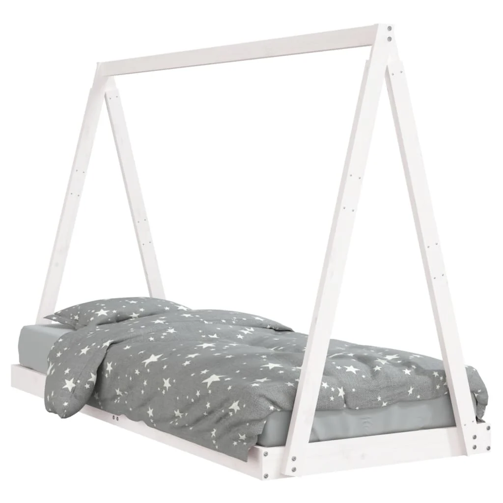 sengeramme til juniorseng 80x200 cm massivt fyrretræ hvid - Image 2
