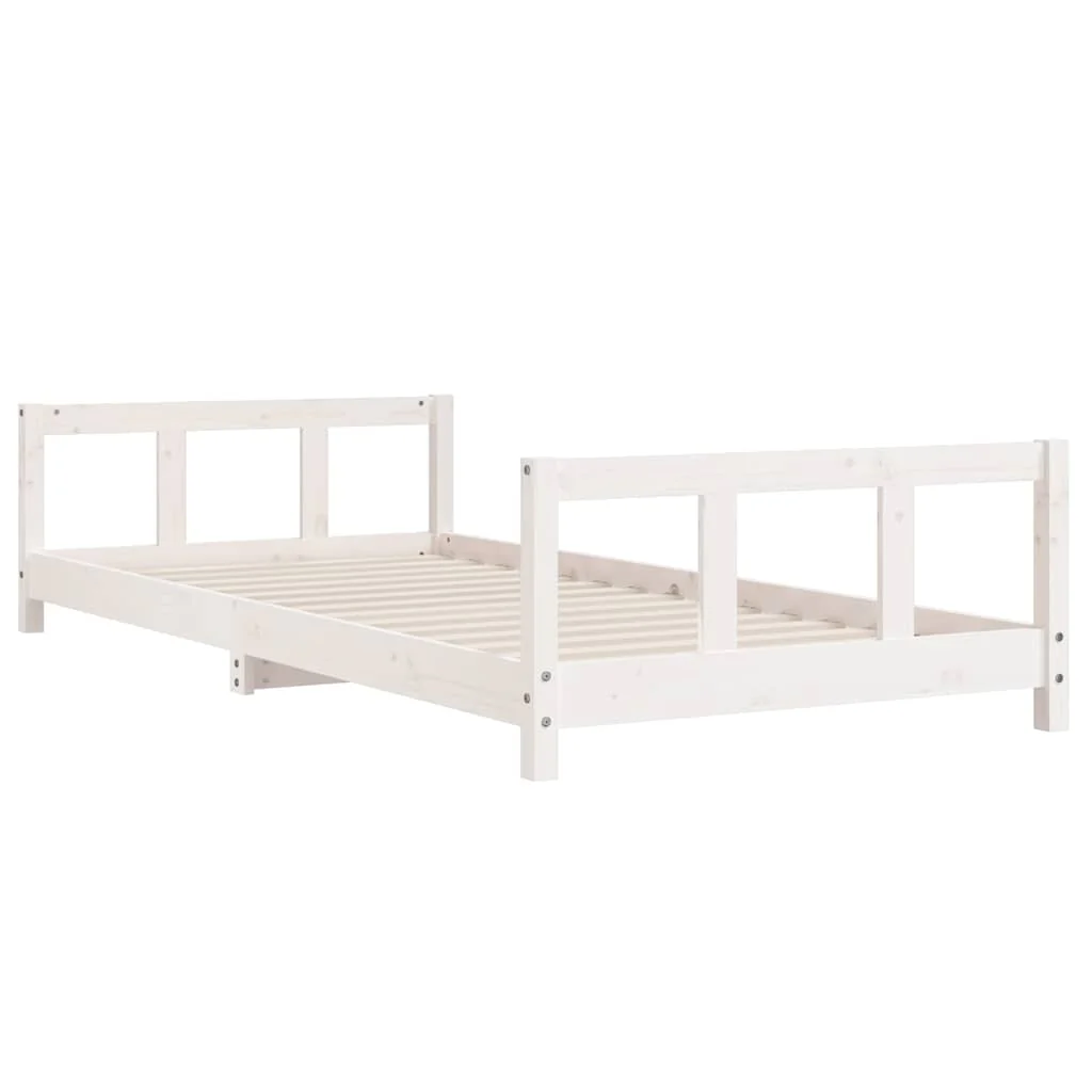 sengeramme til juniorseng 90x200 cm massivt fyrretræ hvid - Image 3