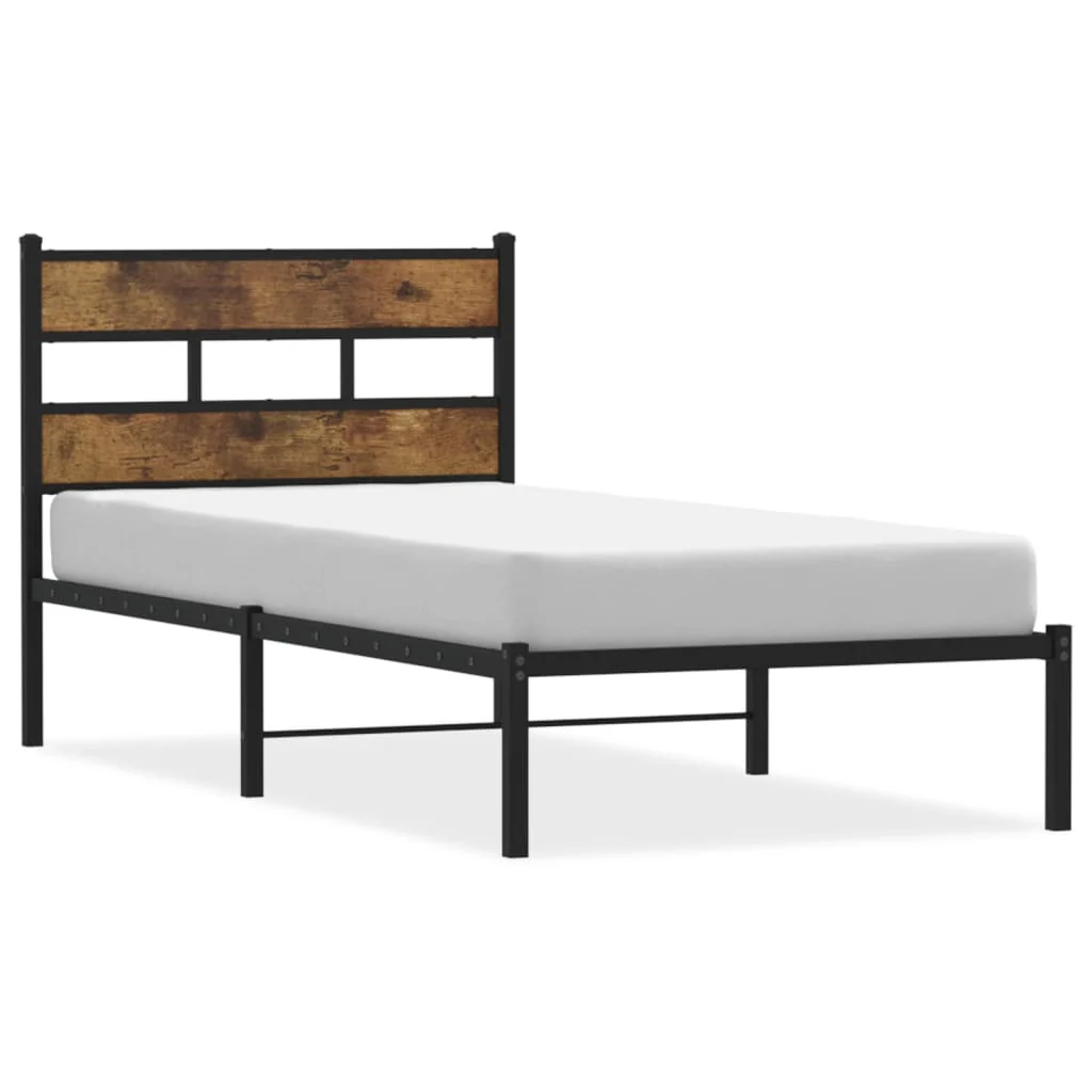 sengeramme uden madras 100x190 cm metal røget egetræsfarve - Image 2