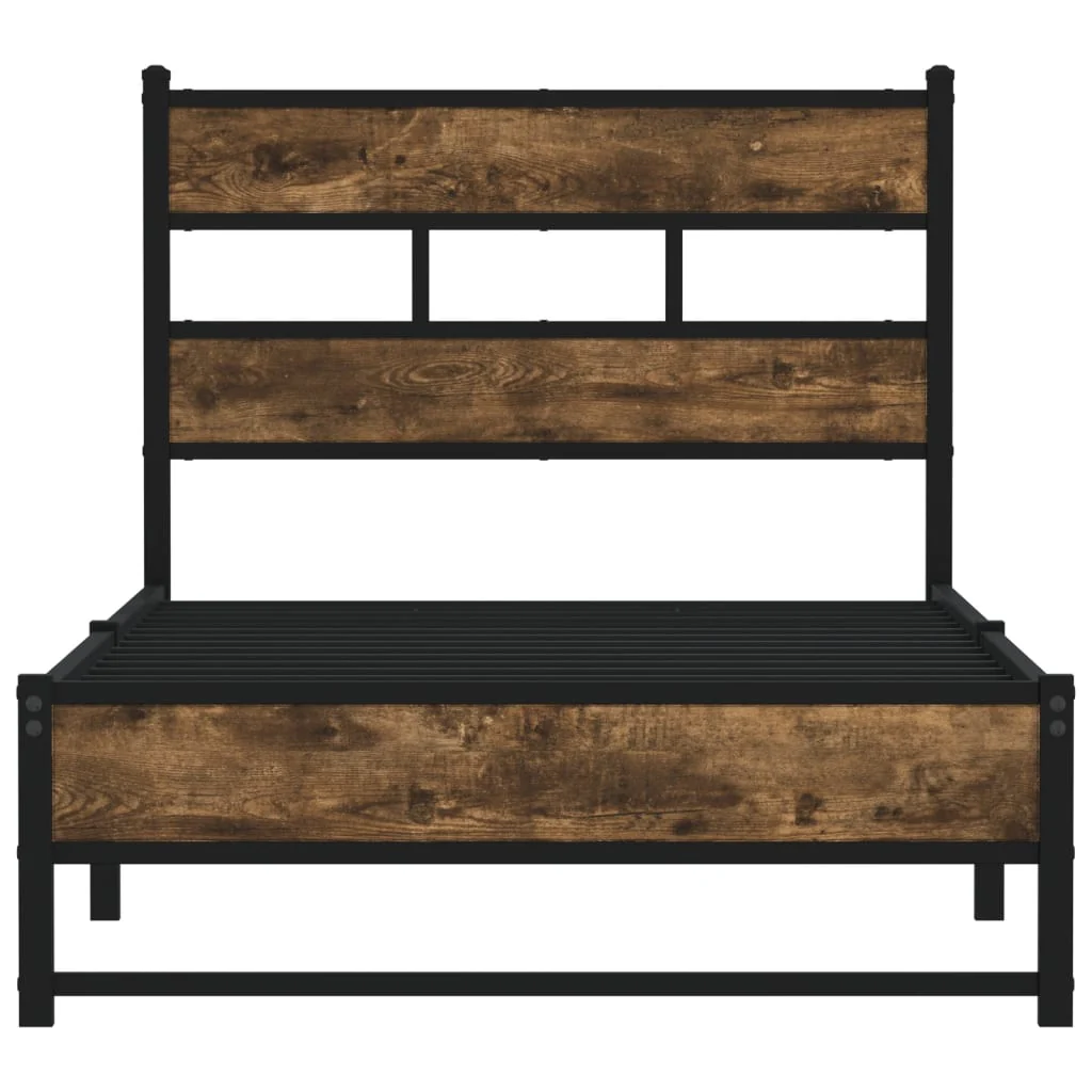 sengeramme uden madras 100x190 cm metal røget egetræsfarve - Image 4