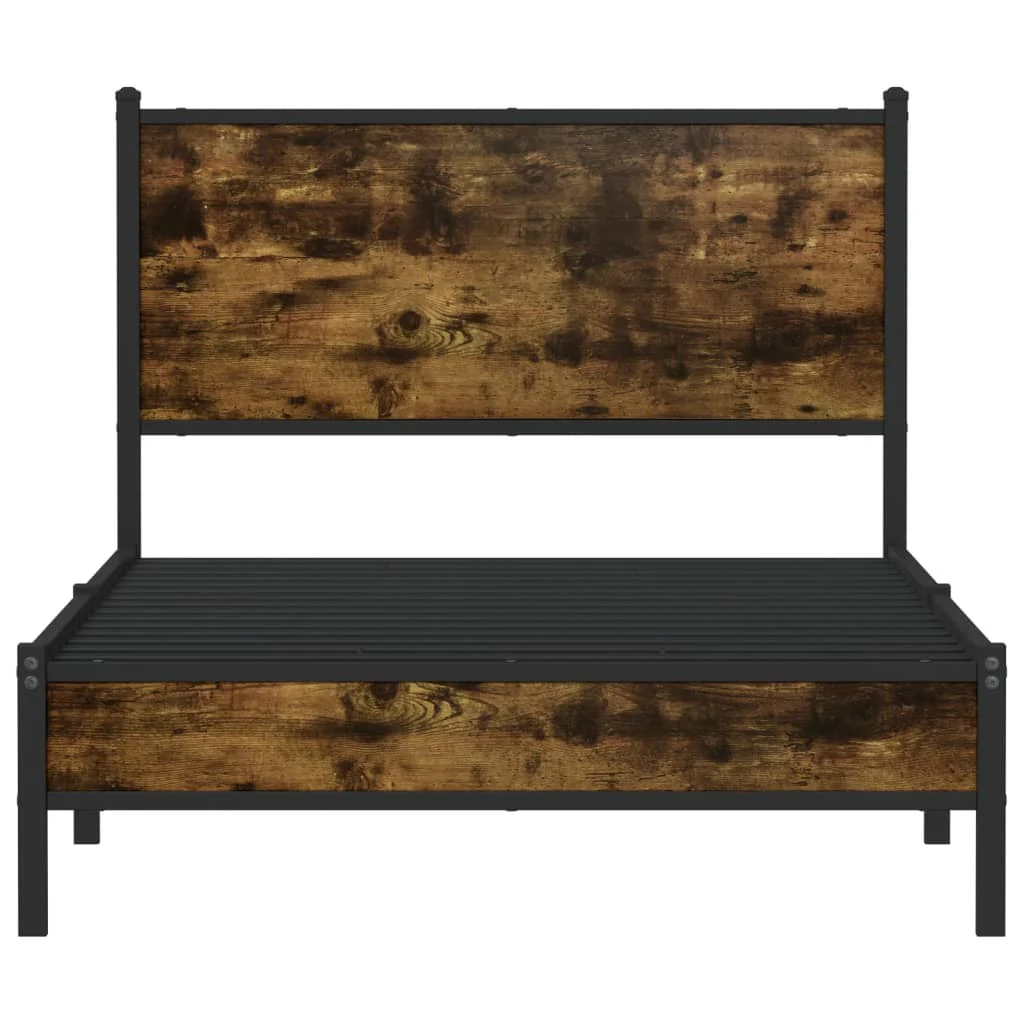 sengeramme uden madras 100x190 cm metal røget egetræsfarve - Image 5
