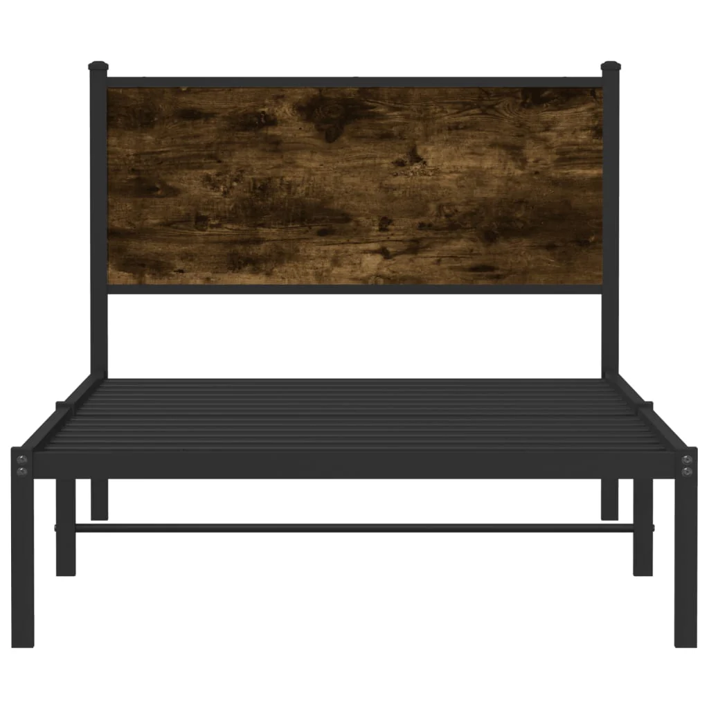 sengeramme uden madras 100x190 cm metal røget egetræsfarve - Image 5