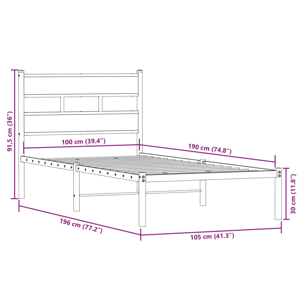 sengeramme uden madras 100x190 cm metal sonoma-eg - Image 8