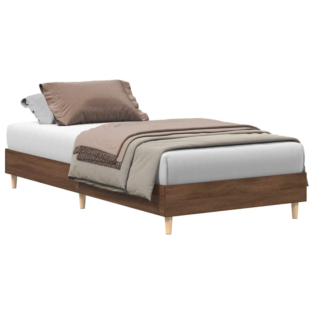 sengeramme uden madras 100x200 cm konstrueret træ brunt eg - Image 2
