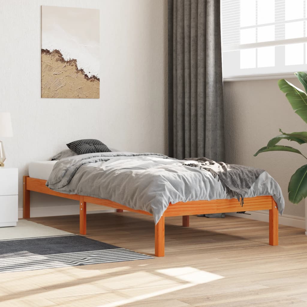 sengeramme uden madras 100x200 cm massivt fyrretræ gyldenbrun