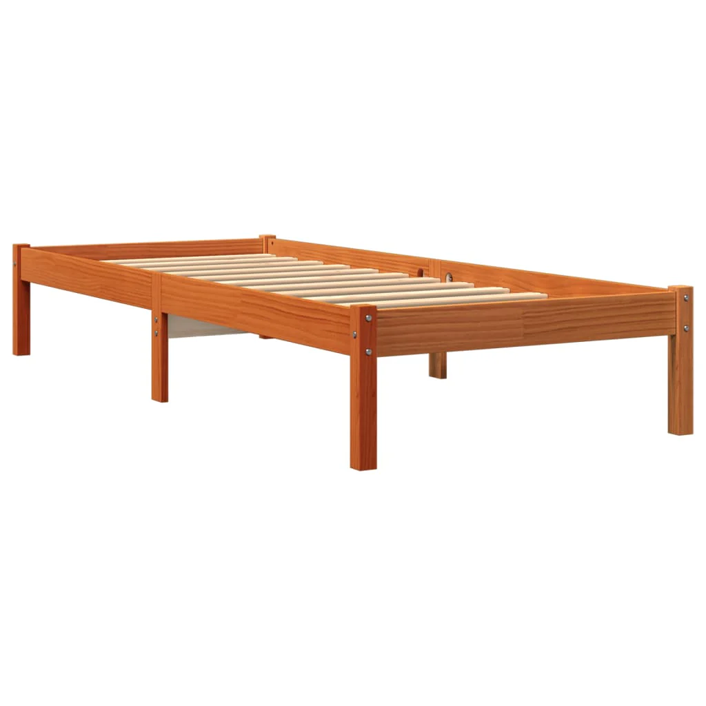 sengeramme uden madras 100x200 cm massivt fyrretræ gyldenbrun - Image 3