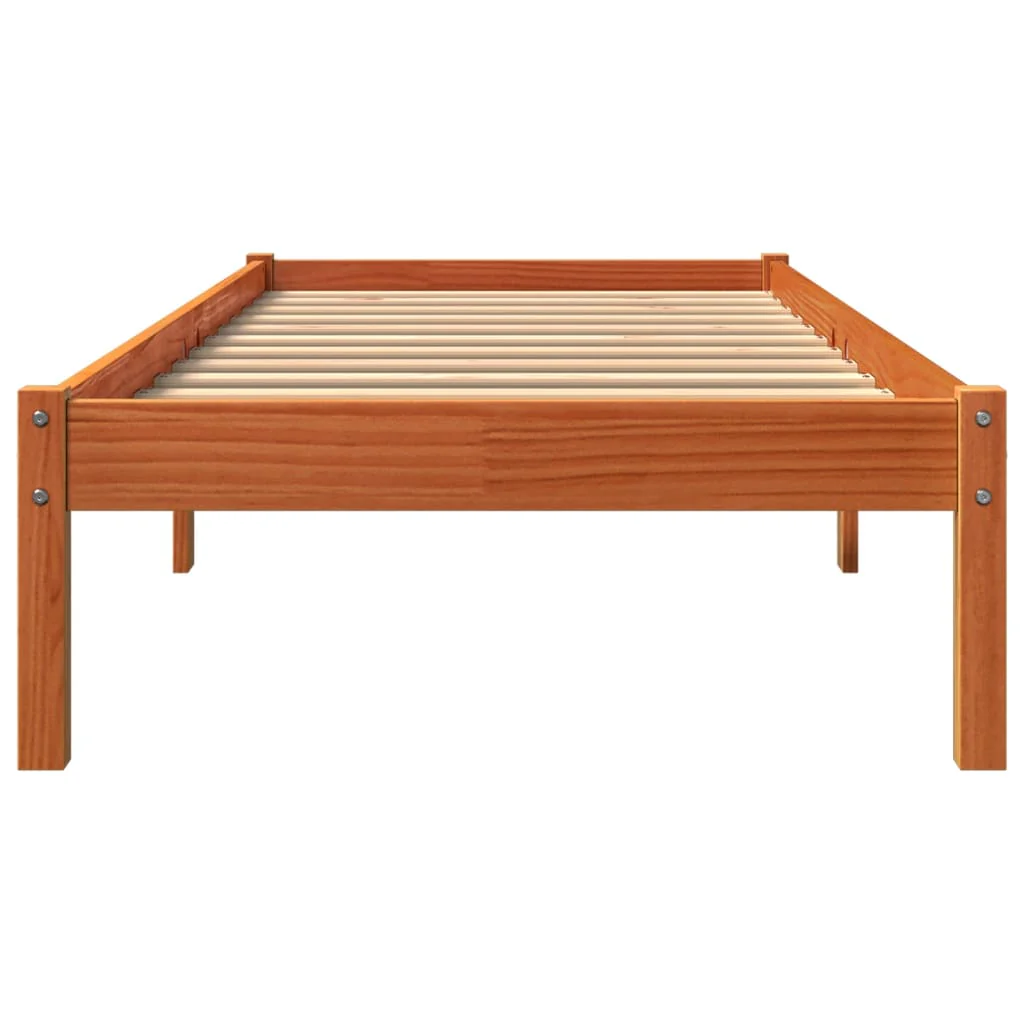 sengeramme uden madras 100x200 cm massivt fyrretræ gyldenbrun - Image 4