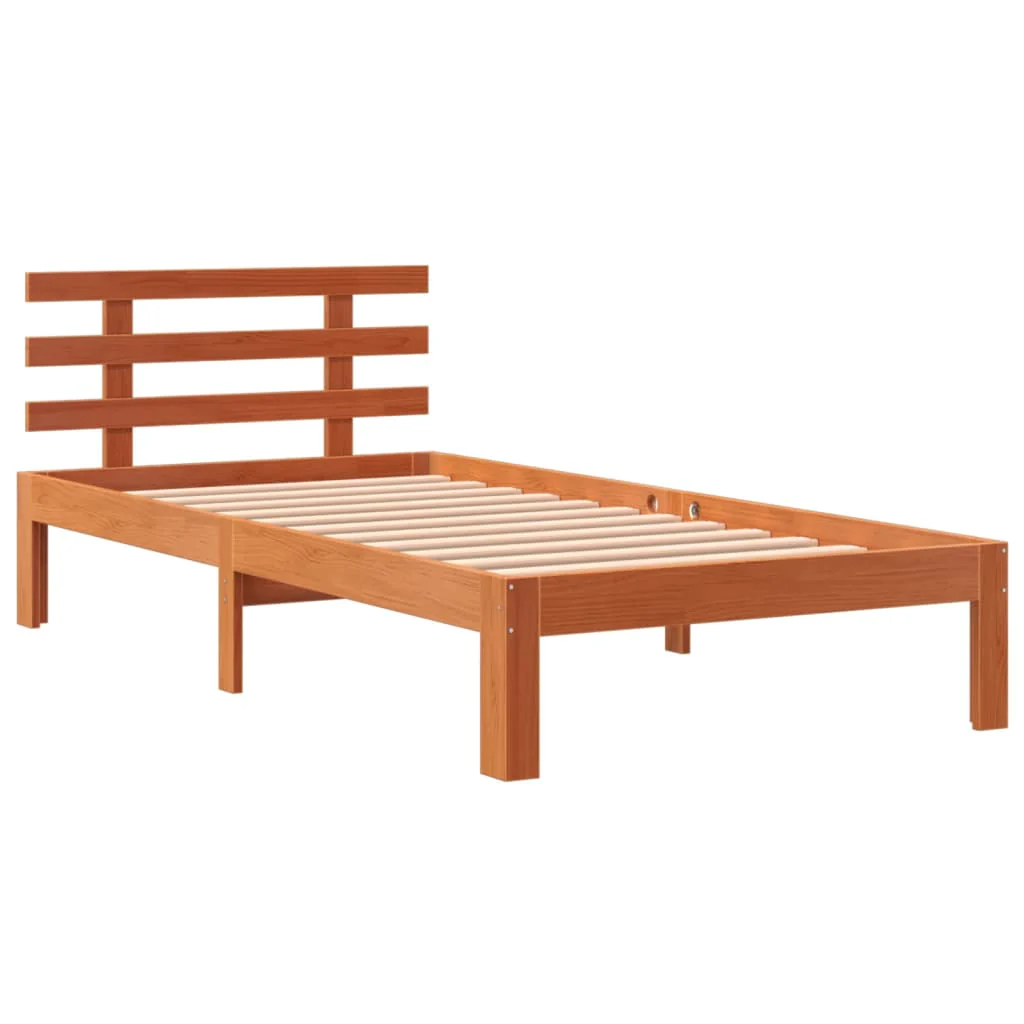sengeramme uden madras 100x200 cm massivt fyrretræ gyldenbrun - Image 3