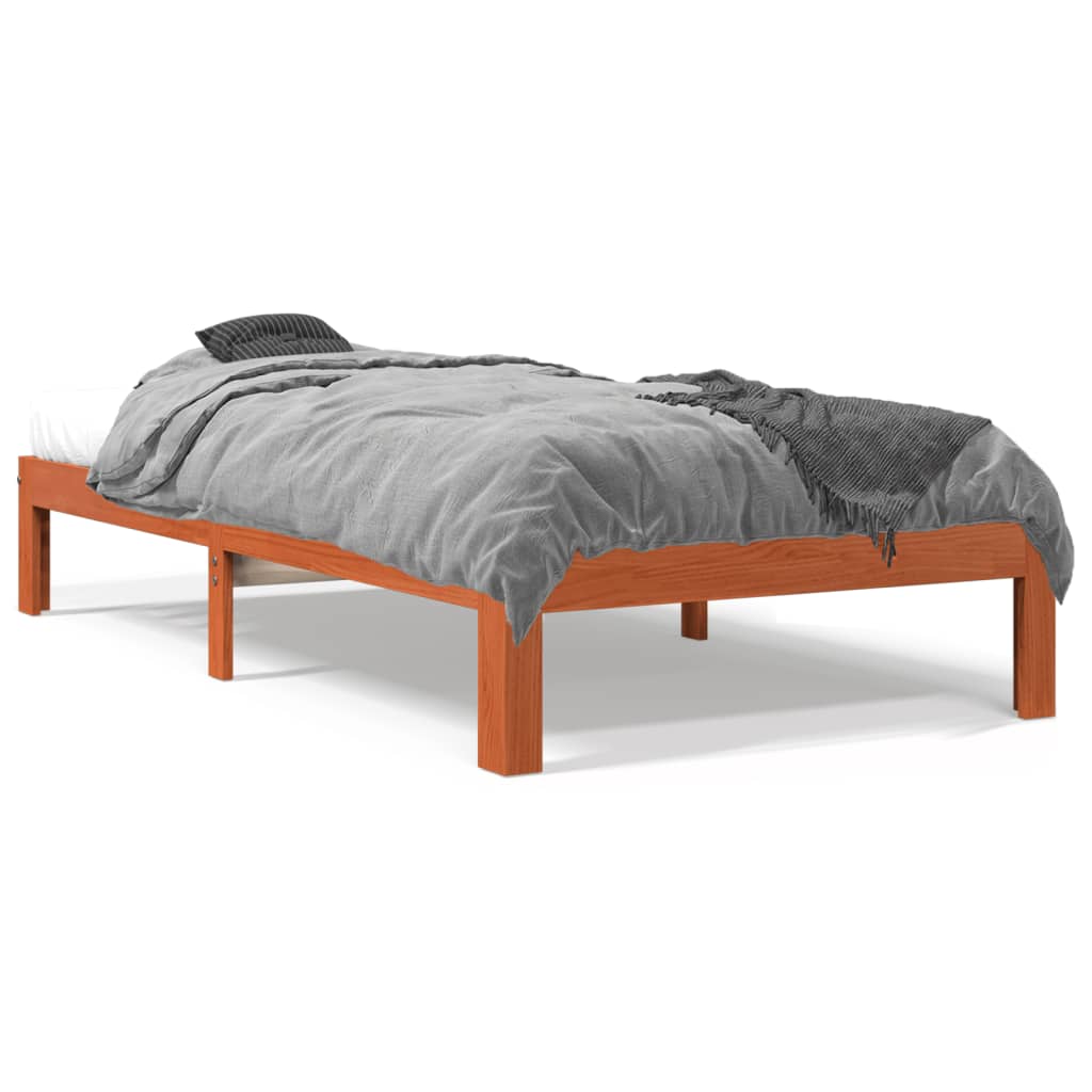 sengeramme uden madras 100x200 cm massivt fyrretræ gyldenbrun - Image 2