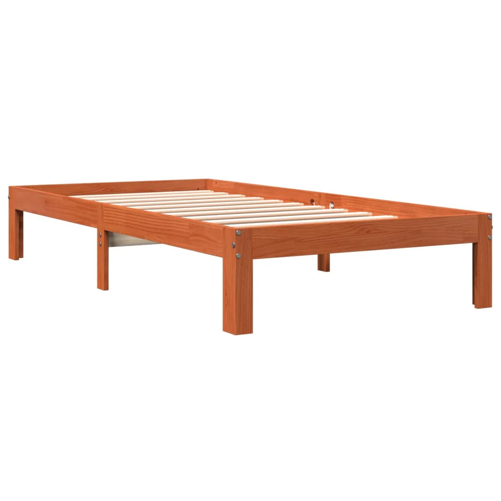 sengeramme uden madras 100x200 cm massivt fyrretræ gyldenbrun - Image 3