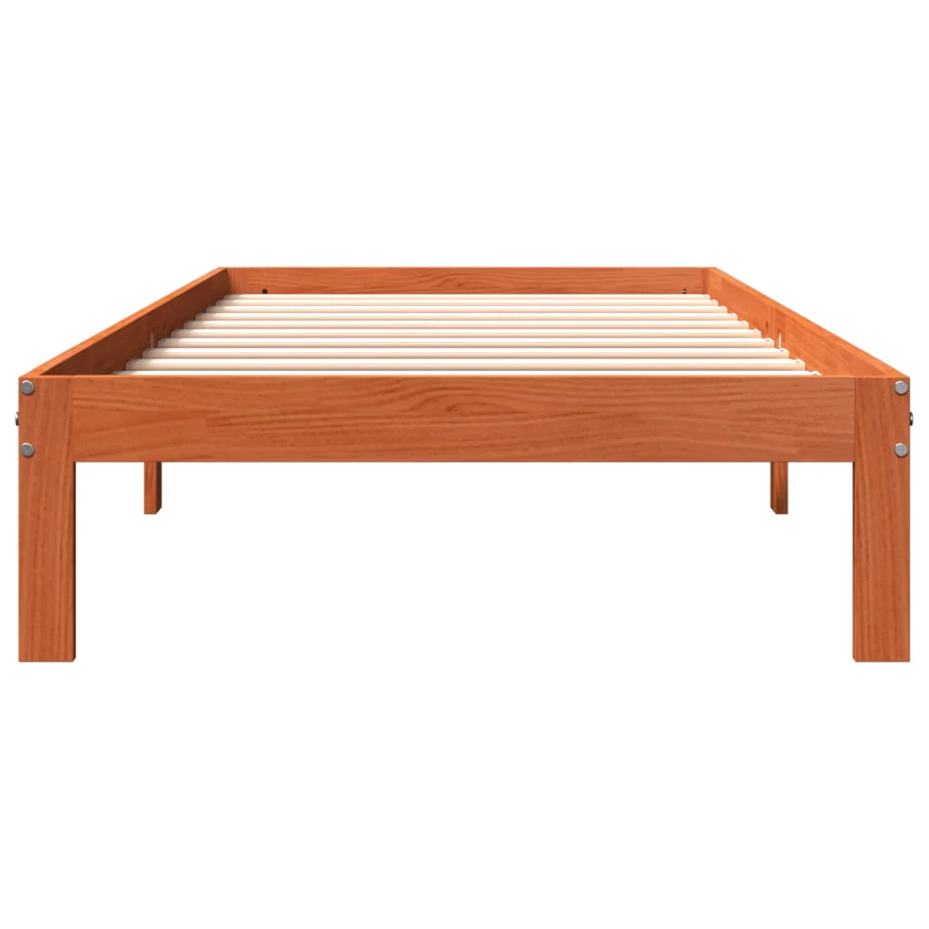 sengeramme uden madras 100x200 cm massivt fyrretræ gyldenbrun - Image 4
