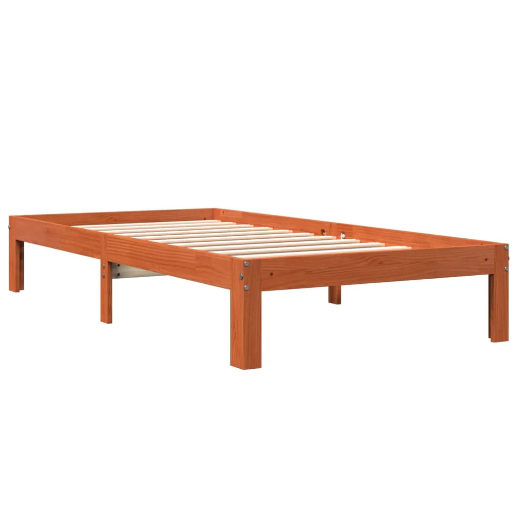 sengeramme uden madras 100x200 cm massivt fyrretræ gyldenbrun - Image 6