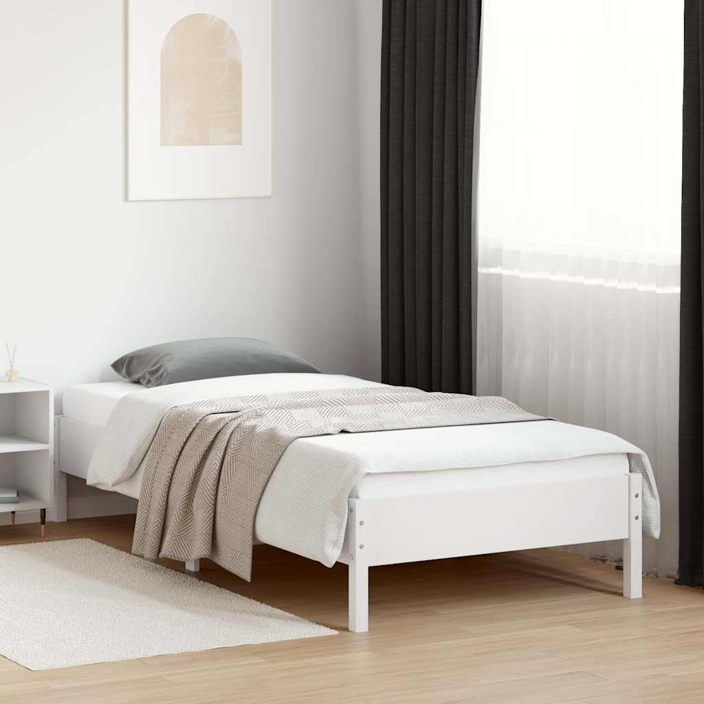 sengeramme uden madras 100x200 cm massivt fyrretræ hvid - Image 3
