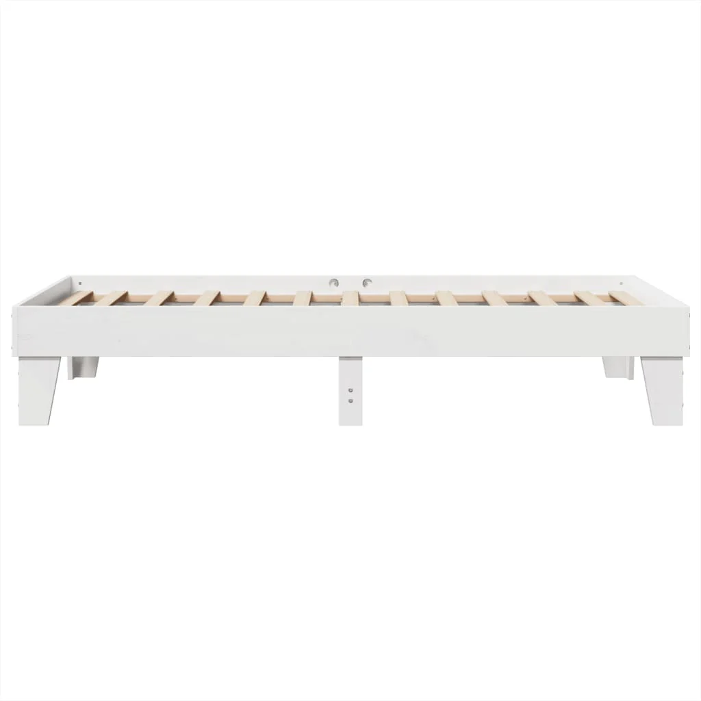 sengeramme uden madras 100x200 cm massivt fyrretræ hvid - Image 5