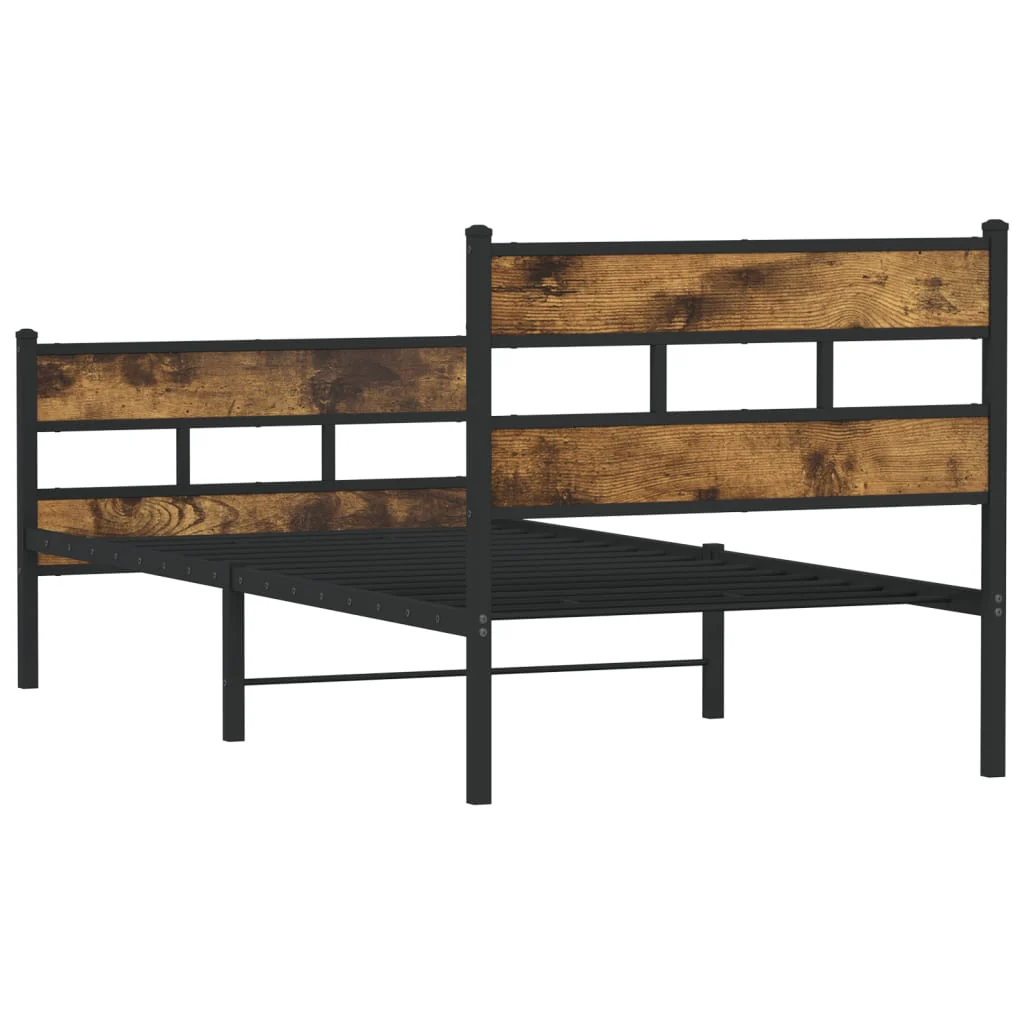 sengeramme uden madras 100x200 cm metal røget egetræsfarve - Image 6