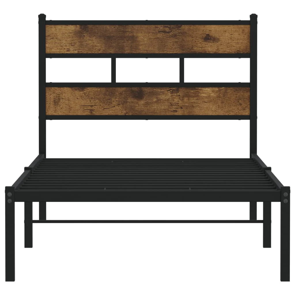 sengeramme uden madras 100x200 cm metal røget egetræsfarve - Image 4