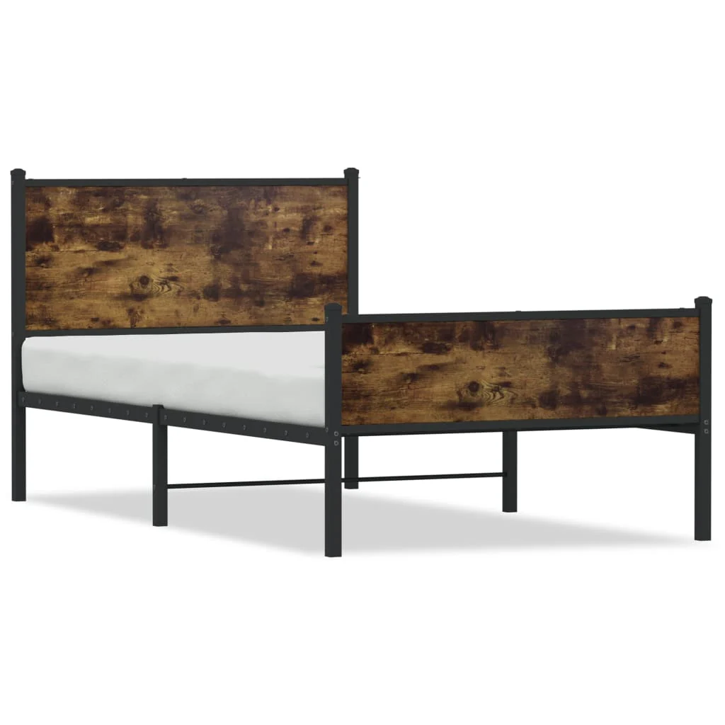 sengeramme uden madras 100x200 cm metal røget egetræsfarve - Image 2