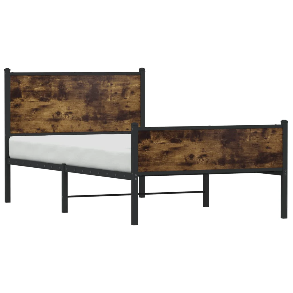 sengeramme uden madras 100x200 cm metal røget egetræsfarve - Image 4