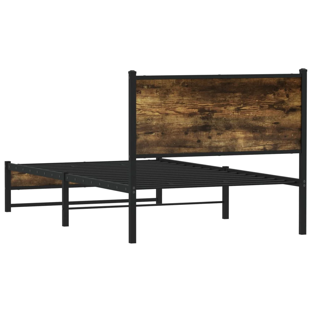 sengeramme uden madras 100x200 cm metal røget egetræsfarve - Image 7