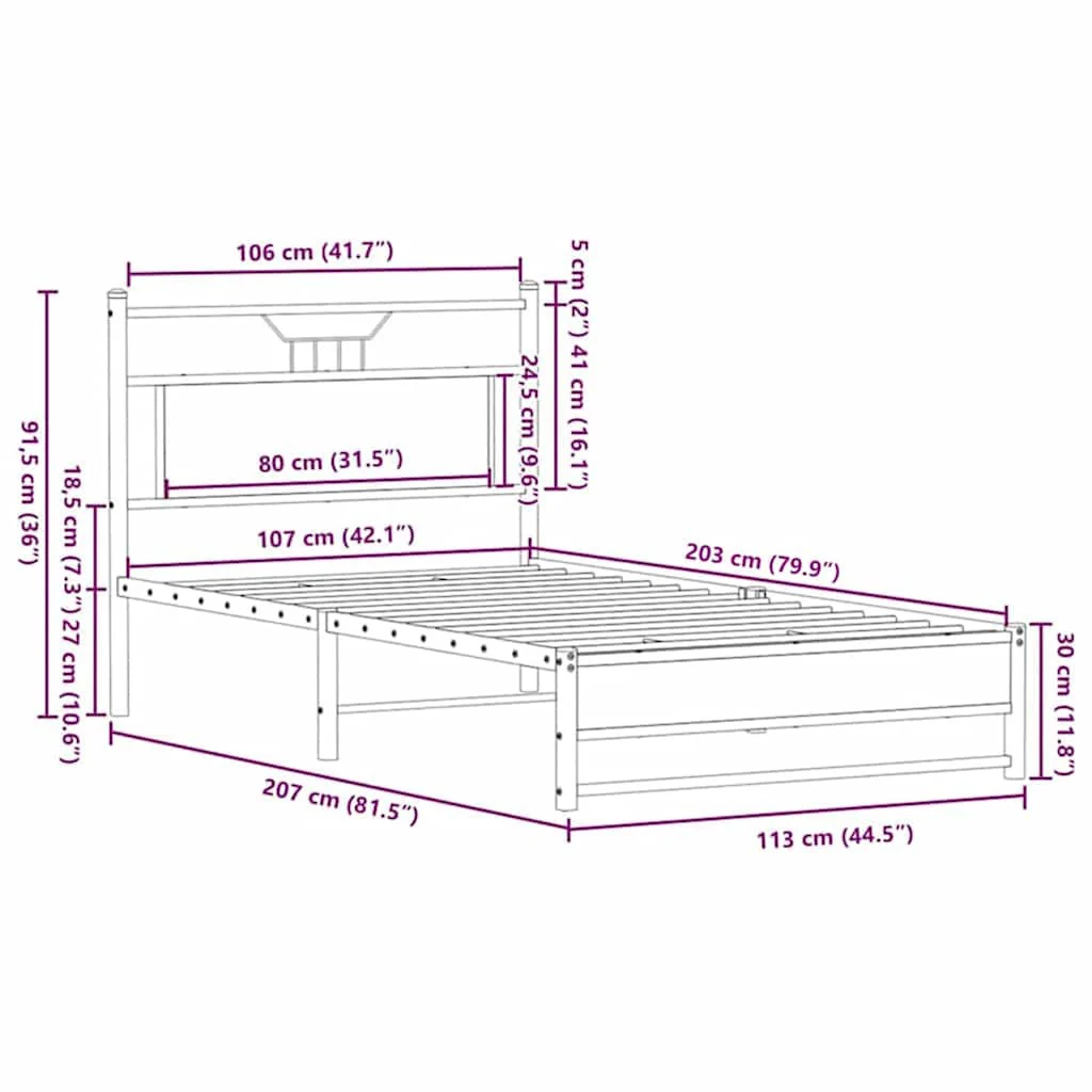 sengeramme uden madras 107x203 cm konstrueret træ brunt eg - Image 10