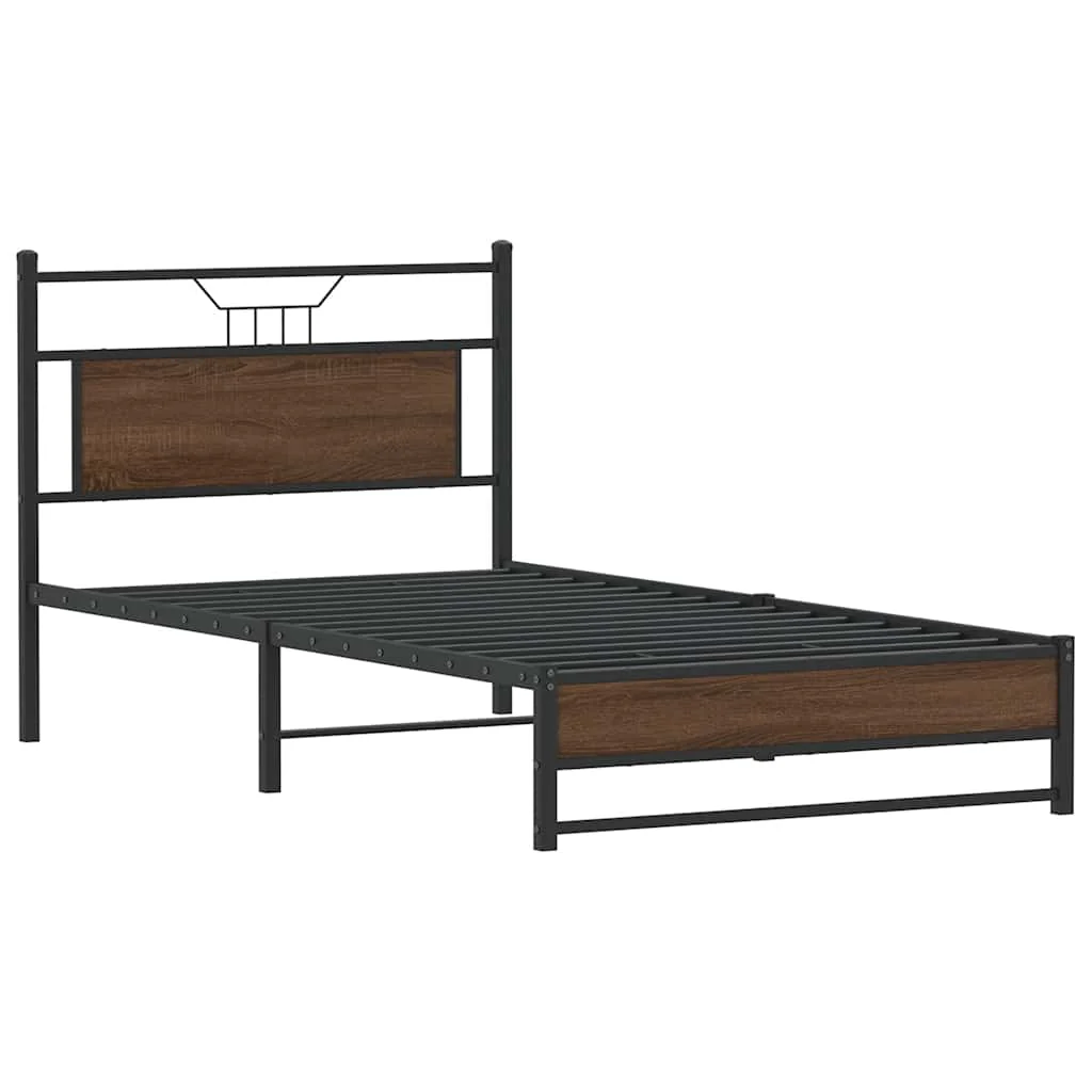 sengeramme uden madras 107x203 cm konstrueret træ brunt eg - Image 3