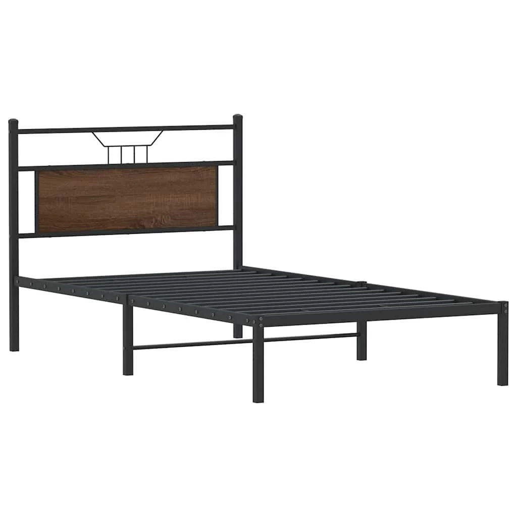 sengeramme uden madras 107x203 cm konstrueret træ brunt eg - Image 3