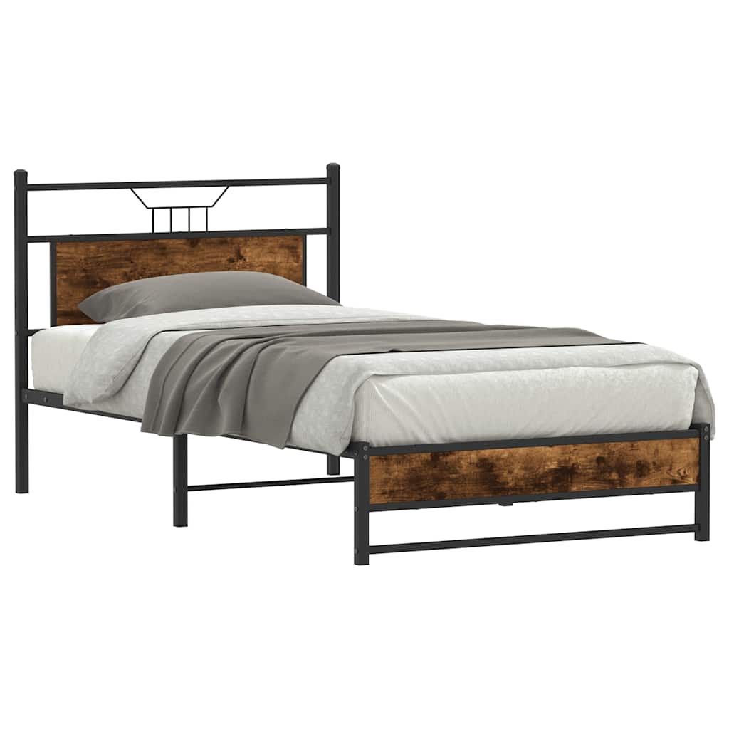sengeramme uden madras 107x203 cm konstrueret træ røget eg - Image 3