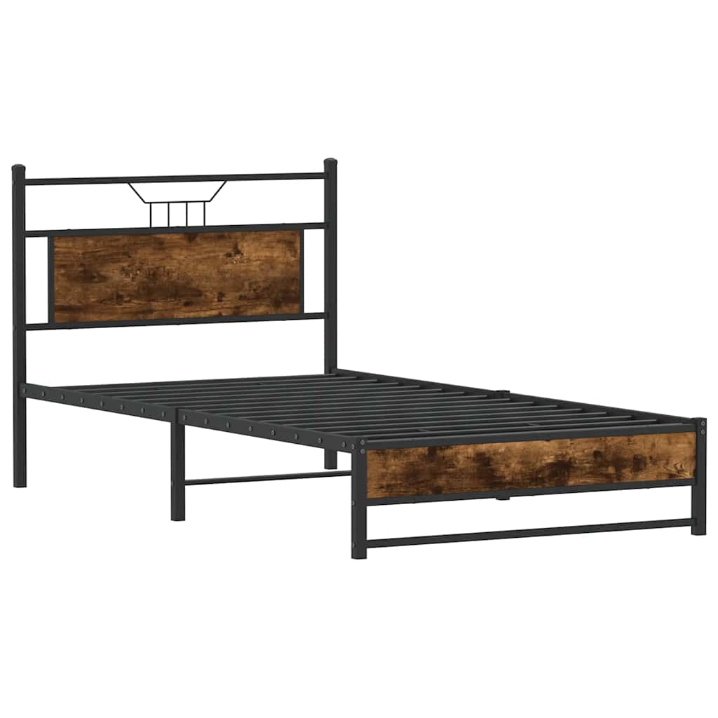 sengeramme uden madras 107x203 cm konstrueret træ røget eg - Image 5