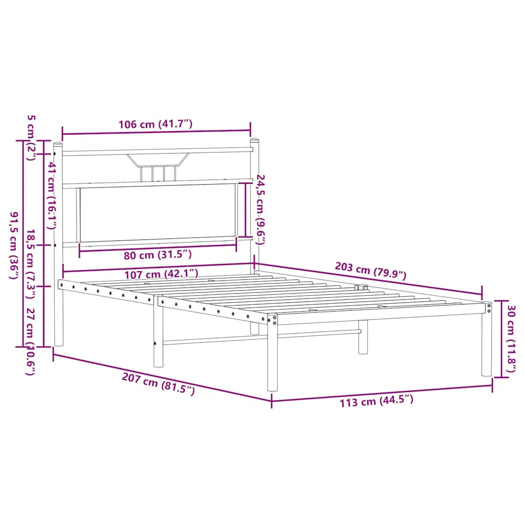 sengeramme uden madras 107x203 cm konstrueret træ sonoma-eg - Image 10